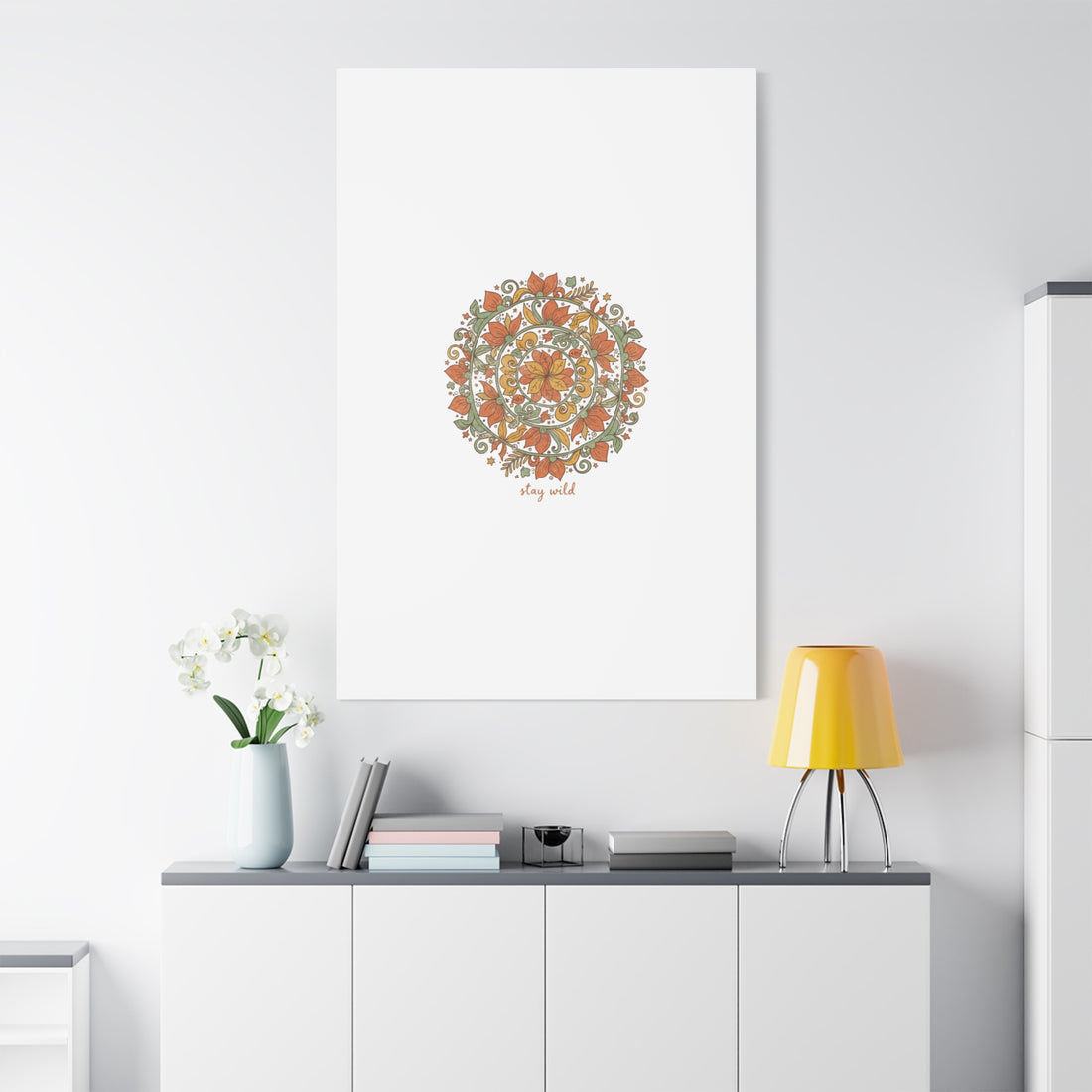 Stay Wild Mandala Canvas, Boho Paisley Wall Art | Artisanal Boho Print