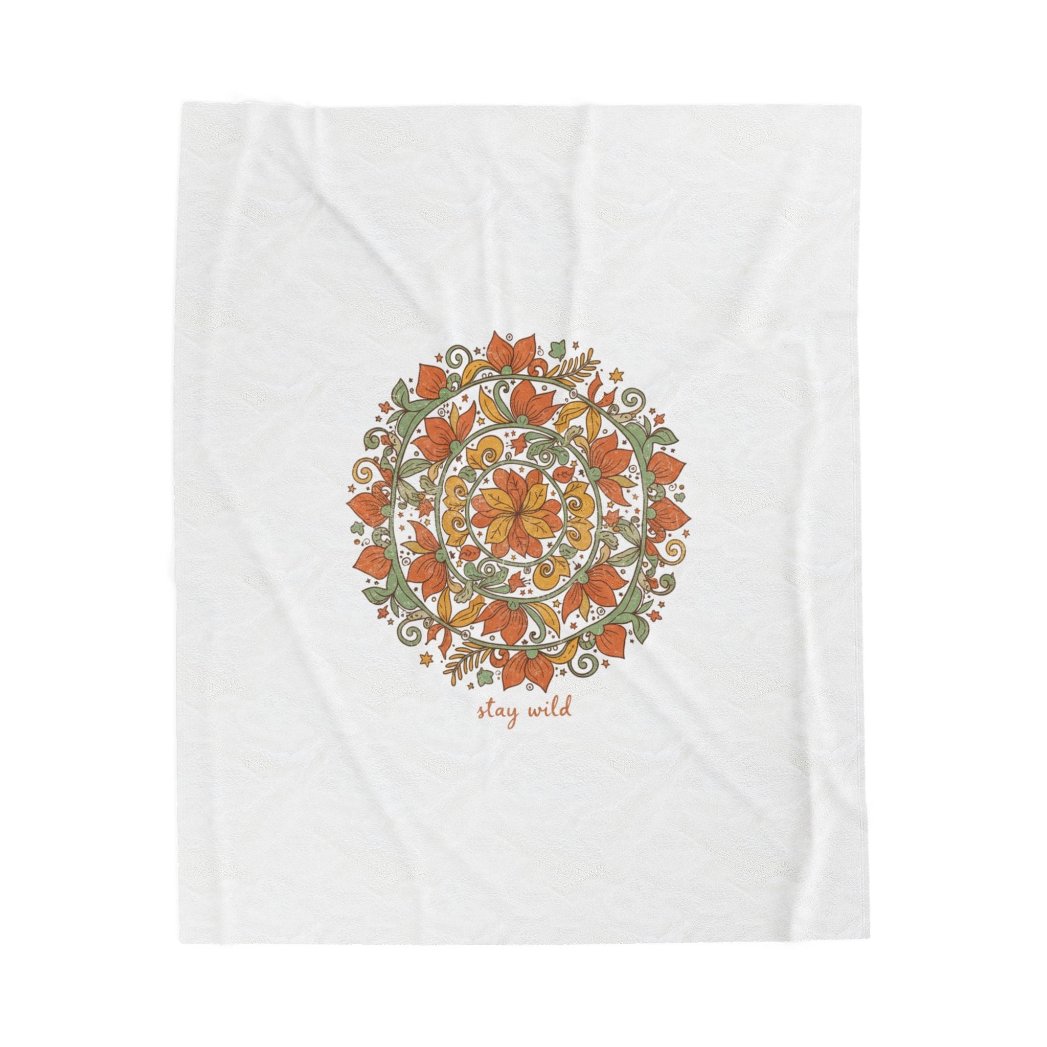 Handcrafted Mandala Pattern Velveteen Plush Blanket | Boho Paisley Tapestry Aesthetic