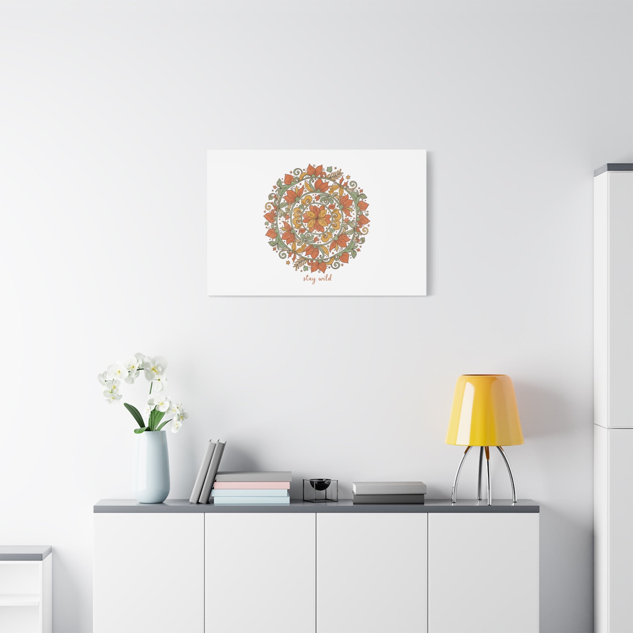 Stay Wild Mandala Canvas, Boho Paisley Wall Art | Artisanal Boho Print