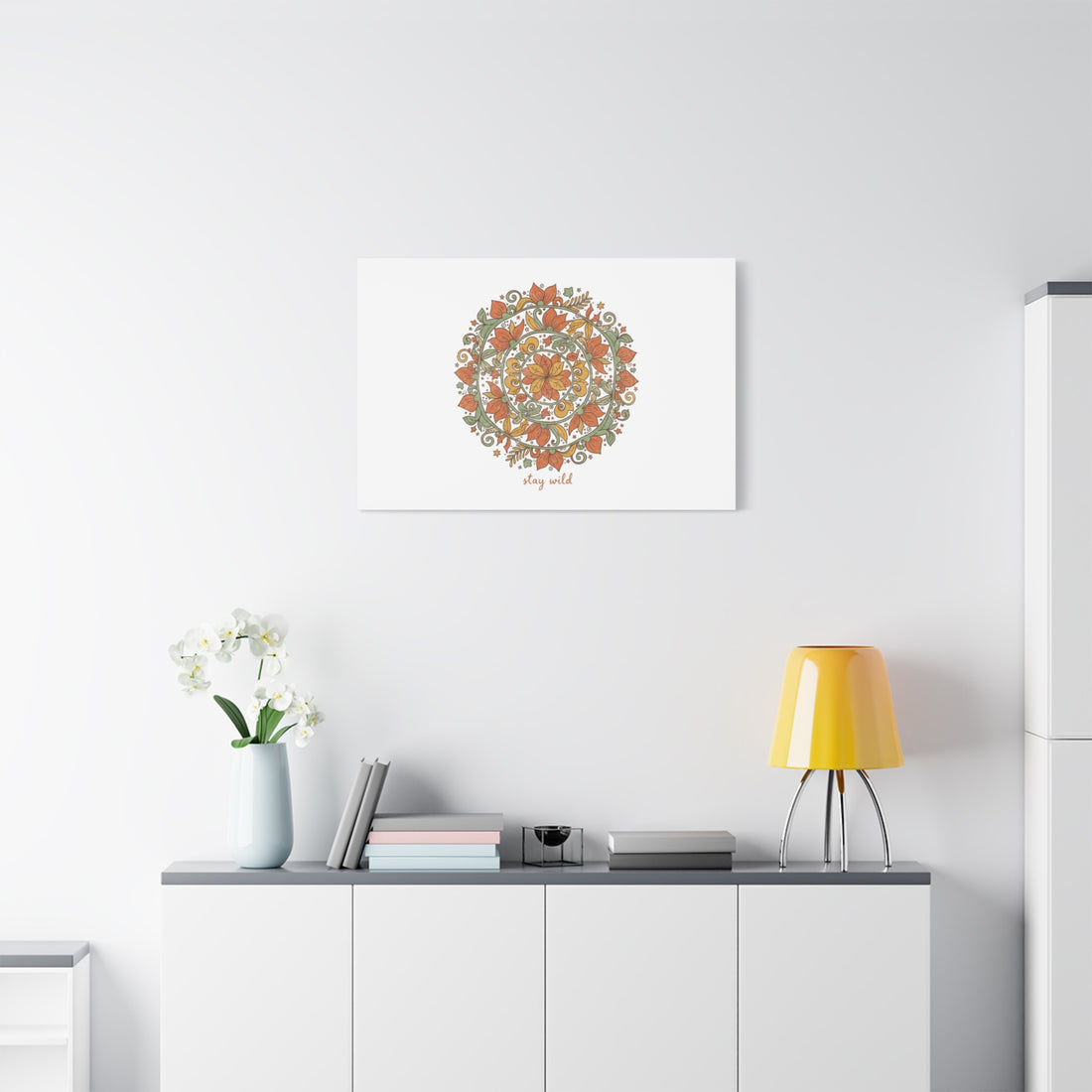 Stay Wild Mandala Canvas, Boho Paisley Wall Art | Artisanal Boho Print