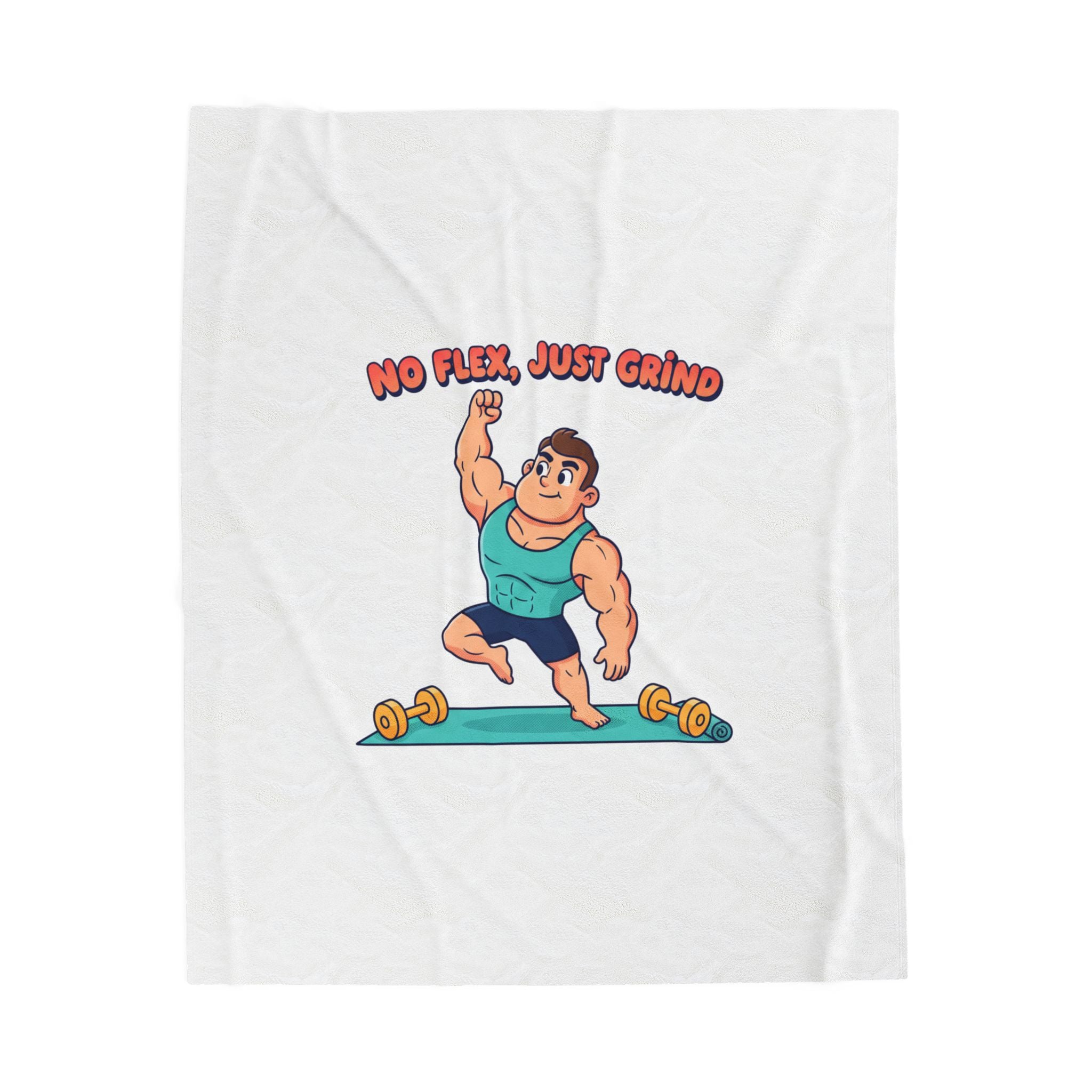 No Flex Just Grind blanket | Velveteen Plush Fitness throw, gymtimidation humor