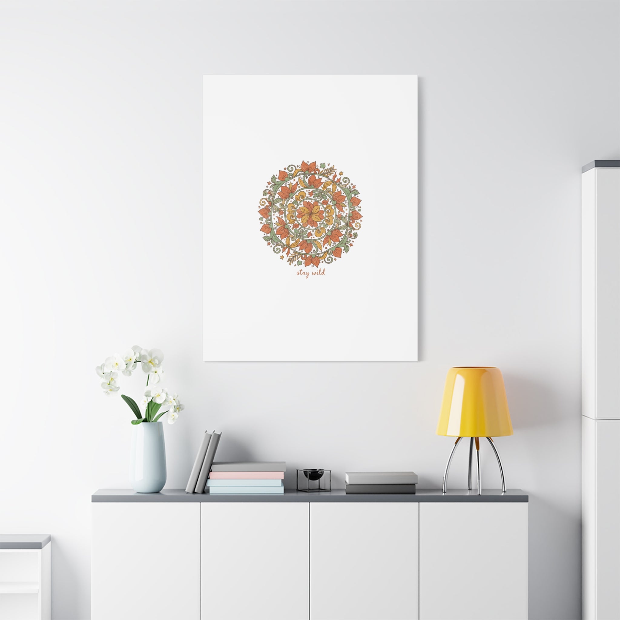 Stay Wild Mandala Canvas, Boho Paisley Wall Art | Artisanal Boho Print