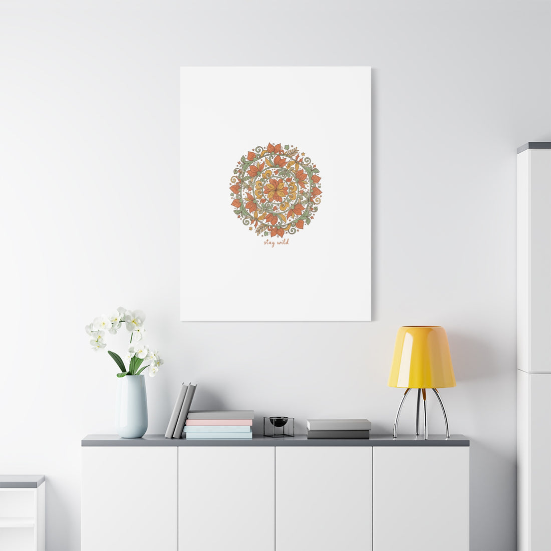 Stay Wild Mandala Canvas, Boho Paisley Wall Art | Artisanal Boho Print