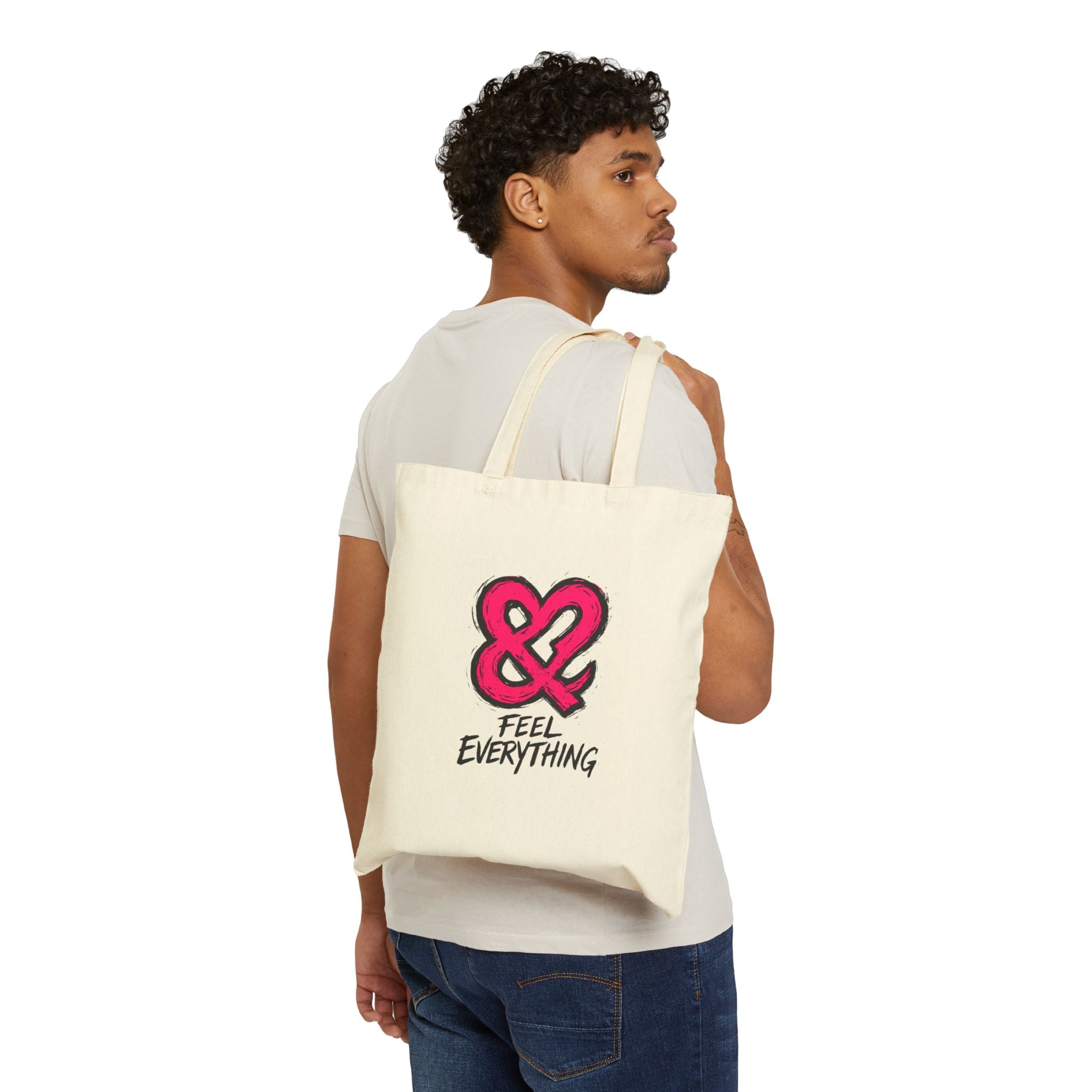 Canvas Tote Bag — Pink Ampersand "Feel Everything" Graphic