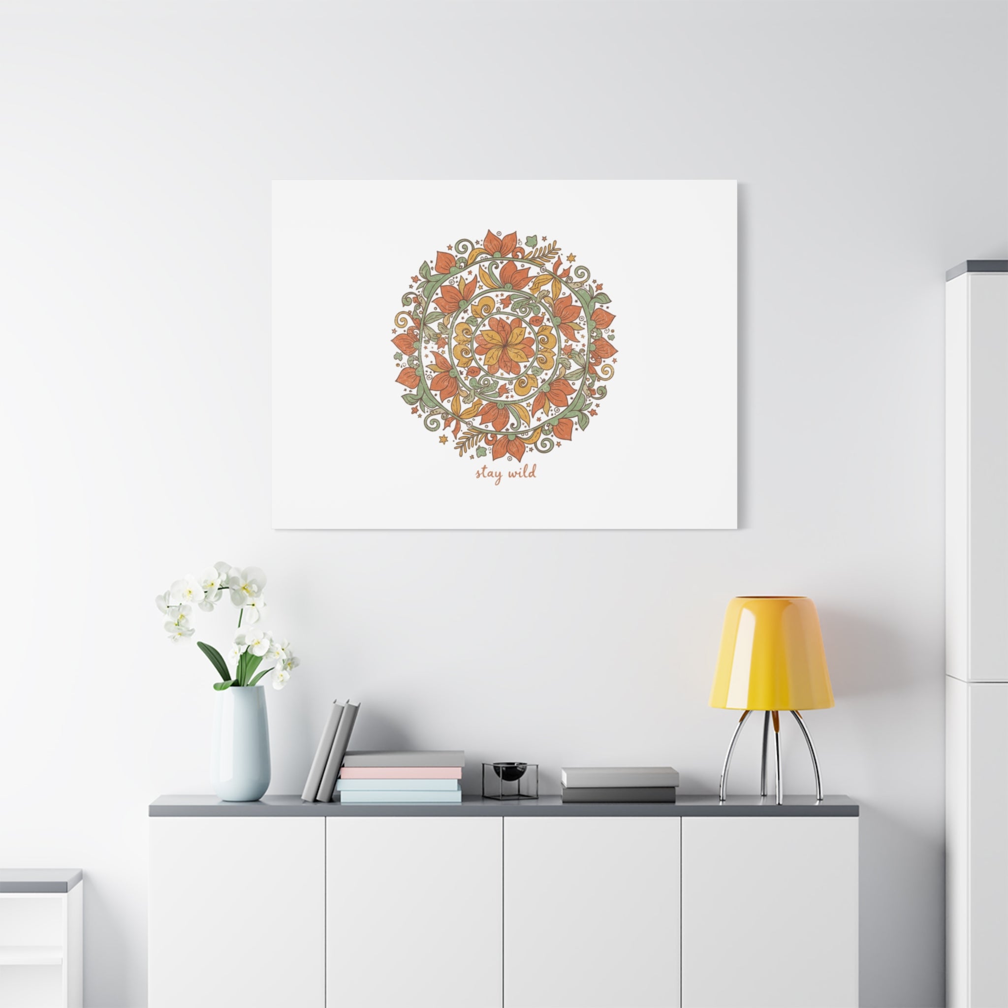 Stay Wild Mandala Canvas, Boho Paisley Wall Art | Artisanal Boho Print