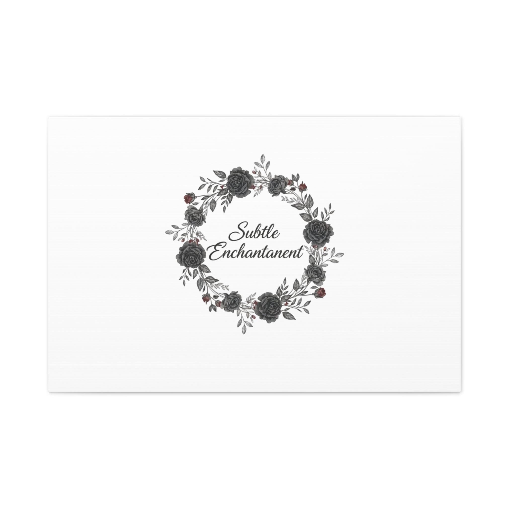 Moon Rose Wreath Canvas, Romantic Gothic Lite, Soft Goth Floral Wall Art