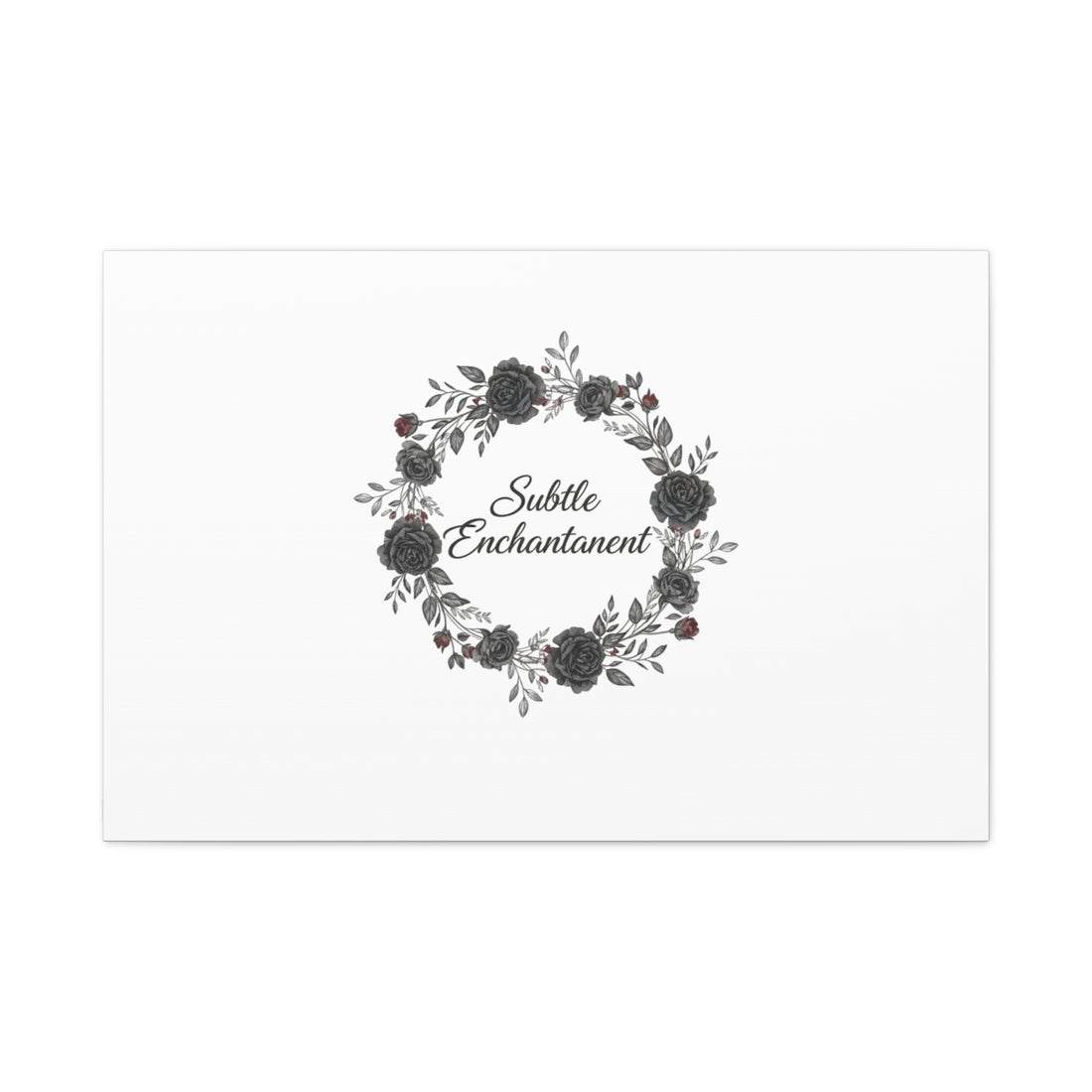 Moon Rose Wreath Canvas, Romantic Gothic Lite, Soft Goth Floral Wall Art