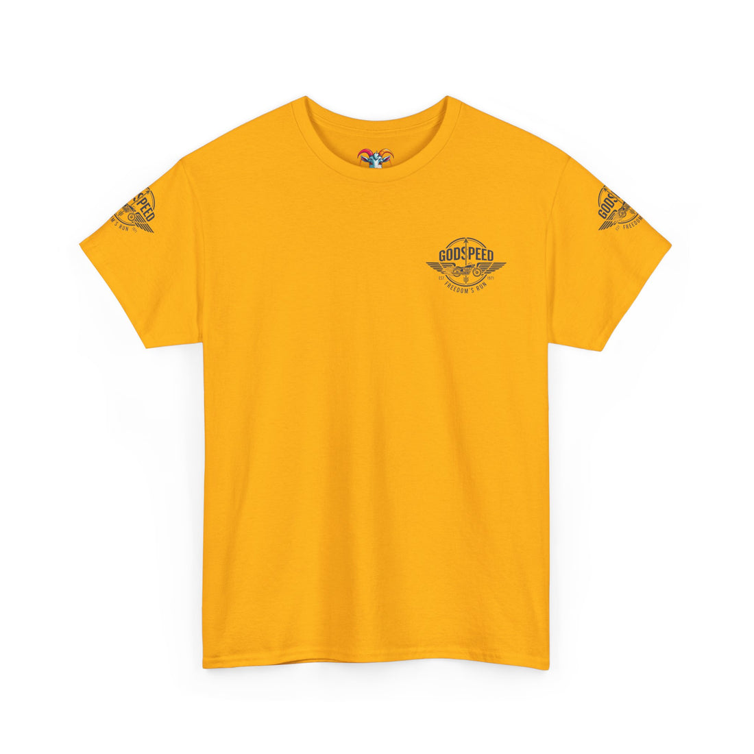 Godspeed Freedom Run Unisex Heavy Cotton Tee, Classic Graphic T-Shirt, Casual Wear, Gift for Runners, Vintage Style Apparel - Goat Corp