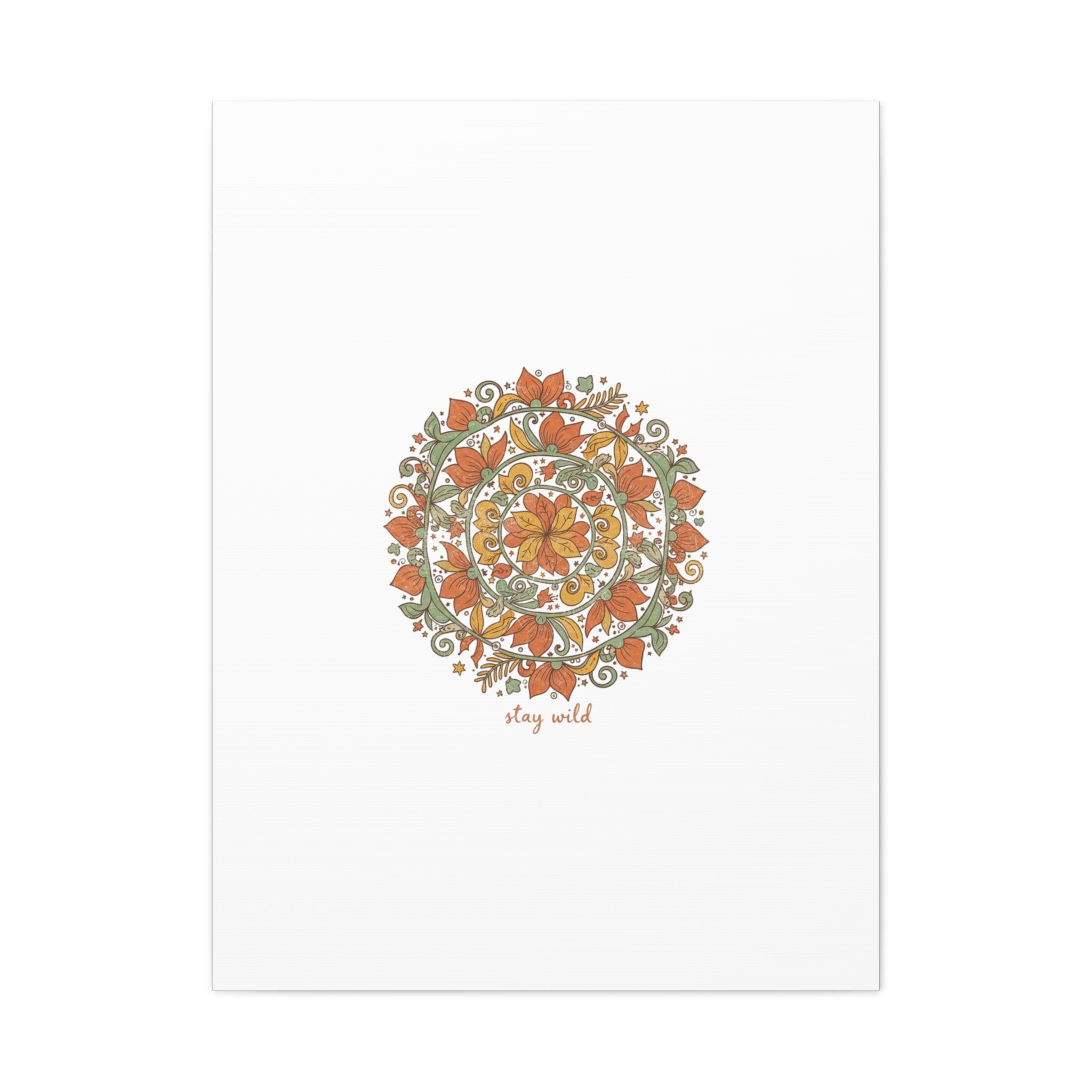 Stay Wild Mandala Canvas, Boho Paisley Wall Art | Artisanal Boho Print