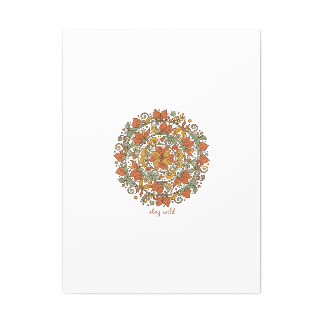 Stay Wild Mandala Canvas, Boho Paisley Wall Art | Artisanal Boho Print