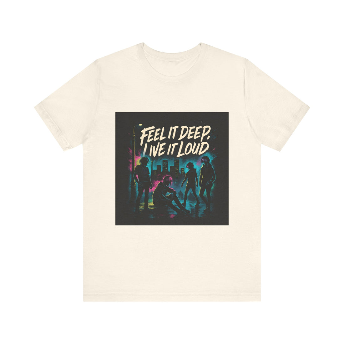 Feel It Deep, Live It Loud Tee — Retro Neon Music Festival T-Shirt