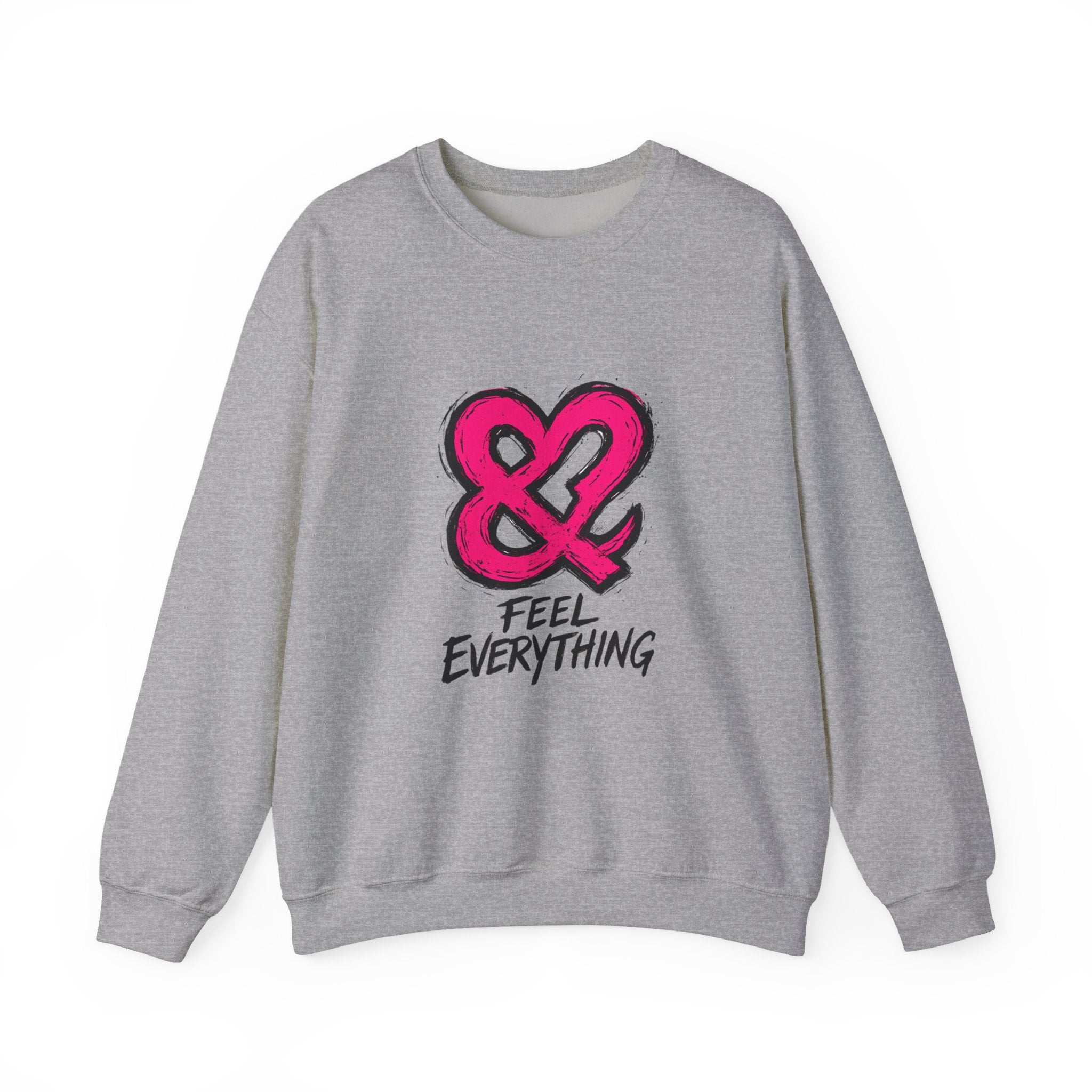 Crewneck Sweatshirt - Pink Ampersand "Feel Everything" Graphic