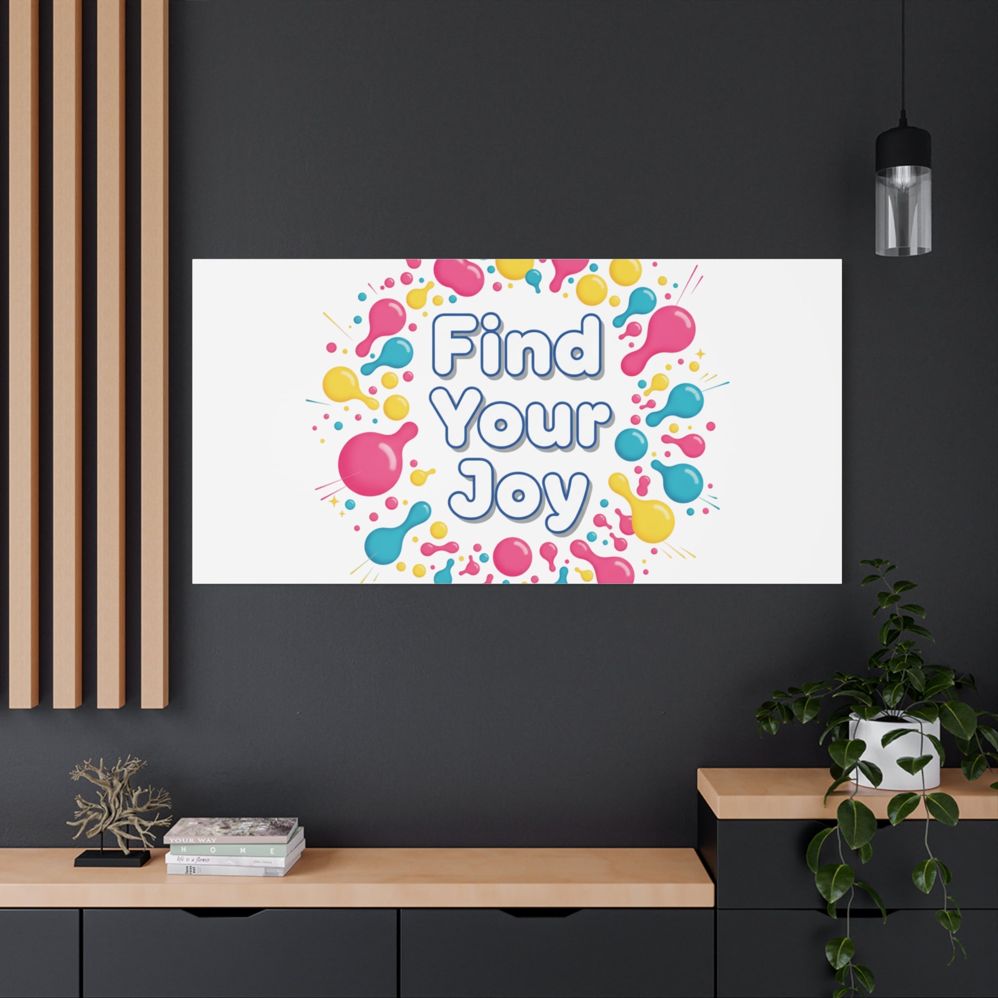 Find Your Joy Canvas | Dopamine Decor, Neon Gradient Squiggle Art