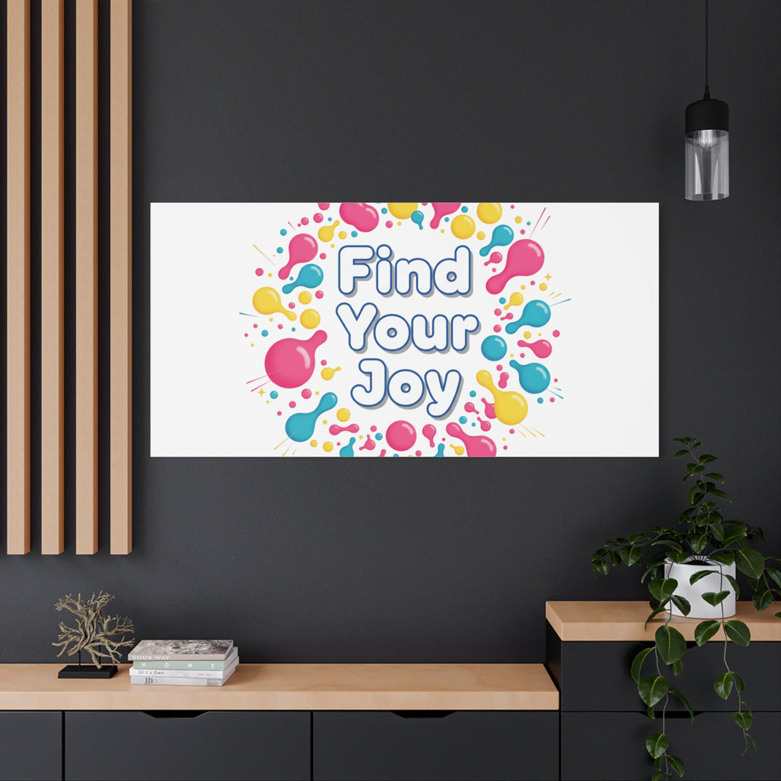 Find Your Joy Canvas | Dopamine Decor, Neon Gradient Squiggle Art