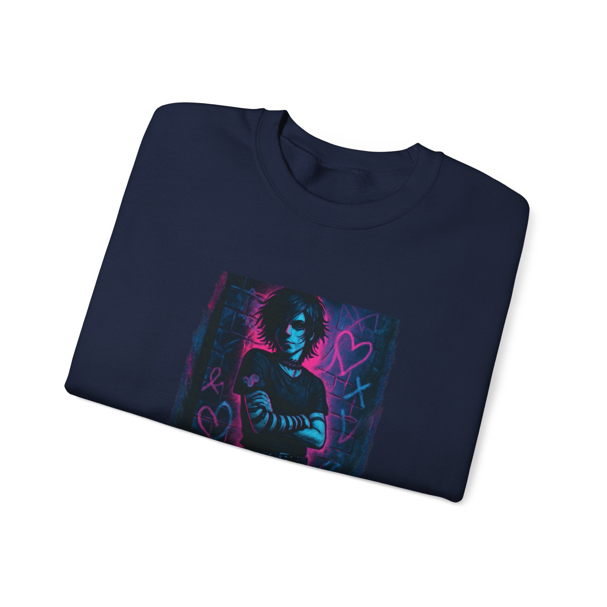 Sweatshirt — Neon 'Heart on My Sleeve' Goth Graphic Crewneck