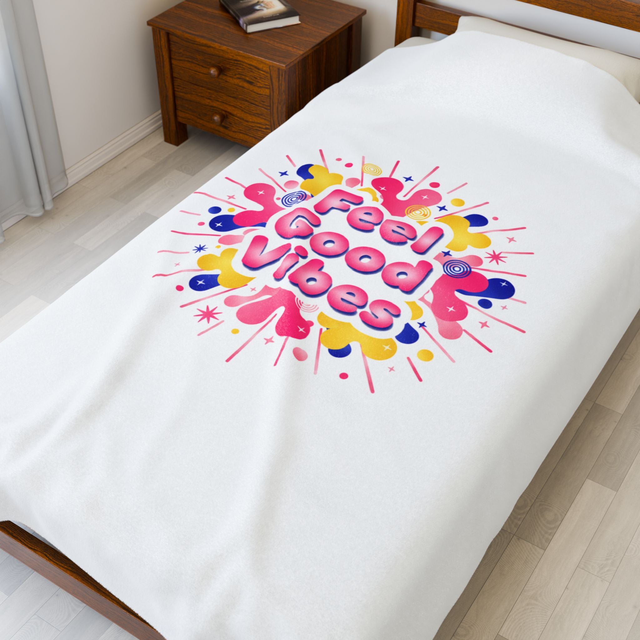Feel Good Vibes Velveteen Blanket | Dopamine Decor, neon gradient squishy art
