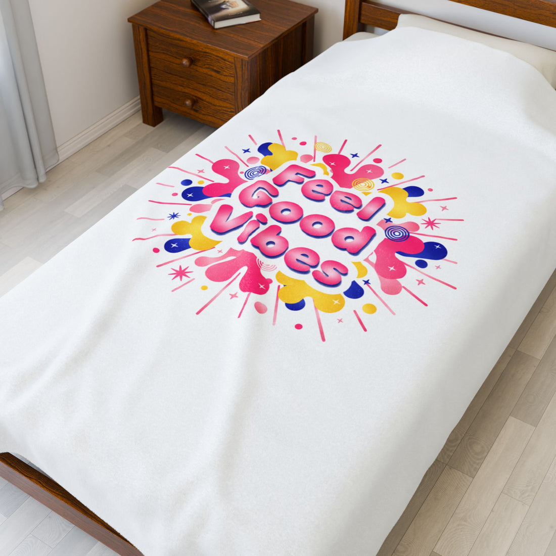 Feel Good Vibes Velveteen Blanket | Dopamine Decor, neon gradient squishy art