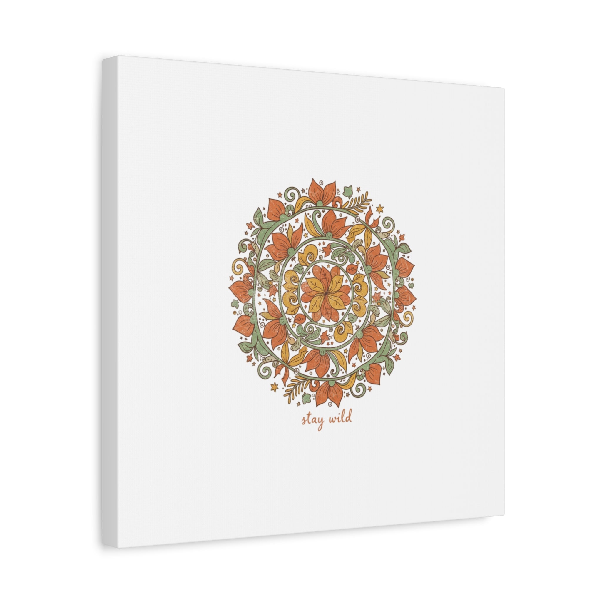 Stay Wild Mandala Canvas, Boho Paisley Wall Art | Artisanal Boho Print