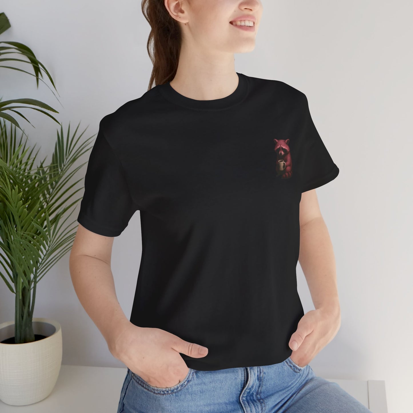 Cozy Raccoon Print Tee, Cute Animal Lover Shirt, Gift for Friends, Unique Graphic Tee, Fun Casual Wear, Everyday Comfort
