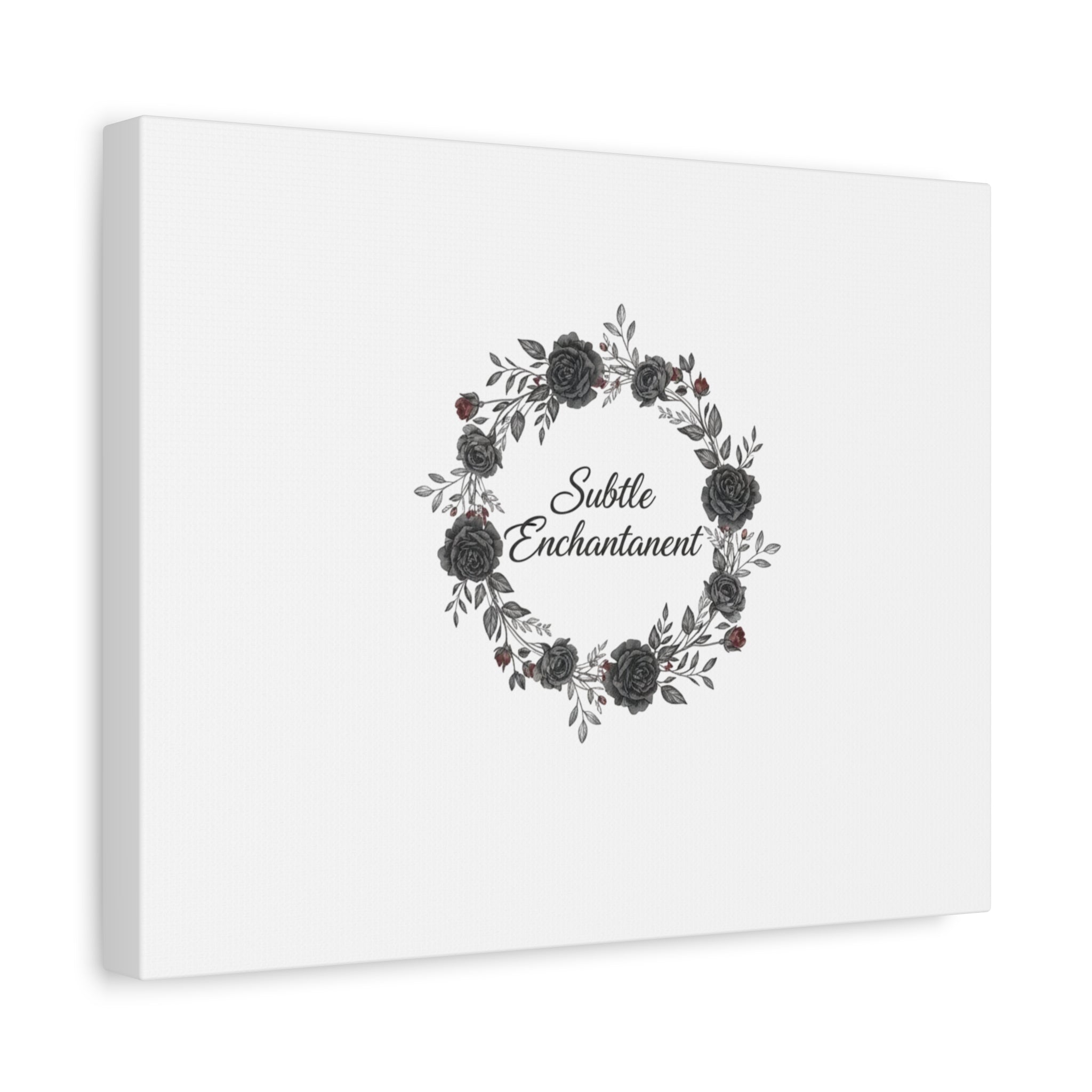 Moon Rose Wreath Canvas, Romantic Gothic Lite, Soft Goth Floral Wall Art