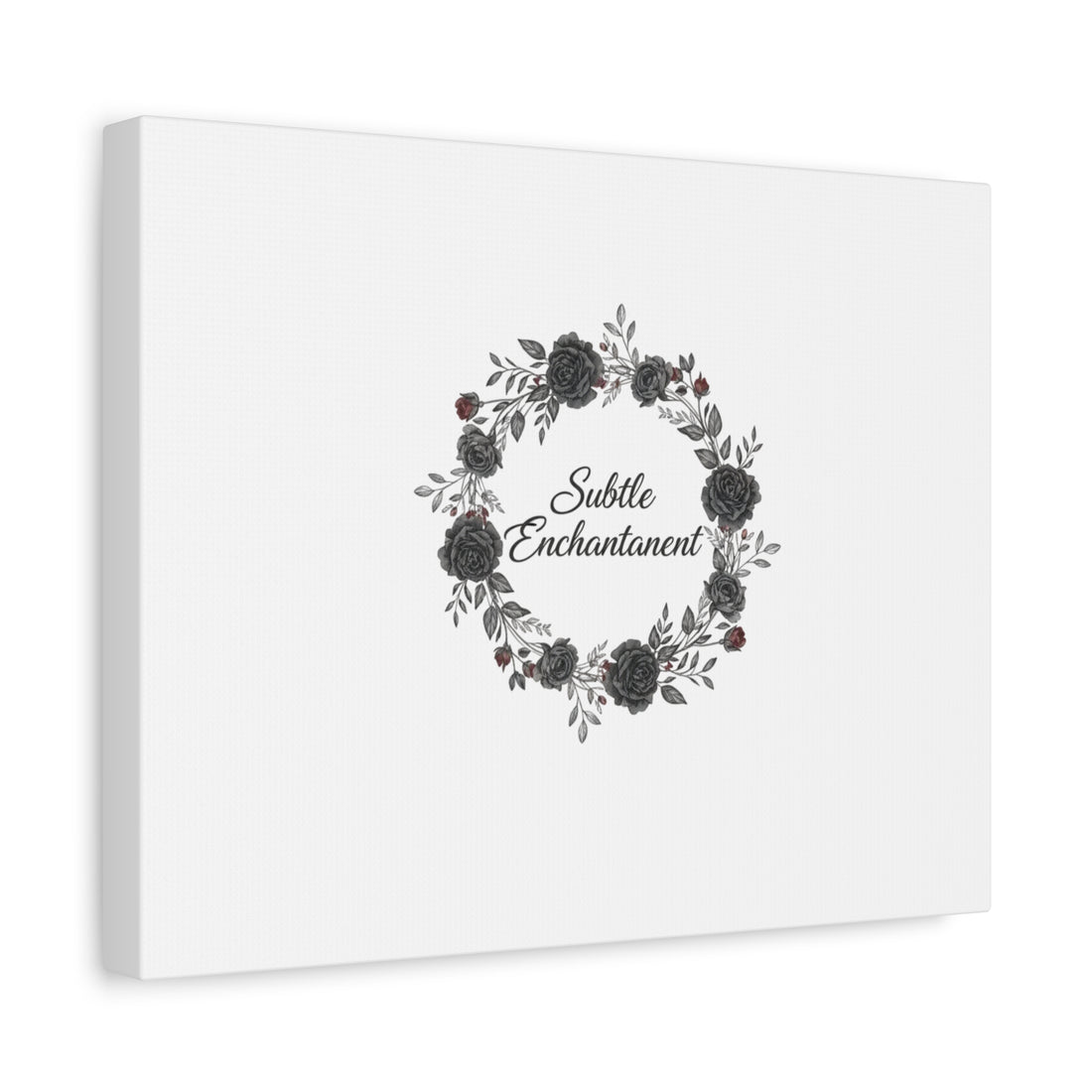 Moon Rose Wreath Canvas, Romantic Gothic Lite, Soft Goth Floral Wall Art