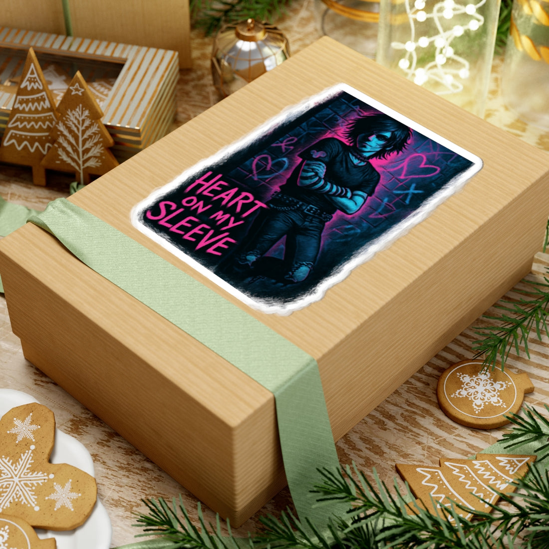 Heart On My Sleeve Sticker — Emo Goth Kiss-Cut Laptop Decal