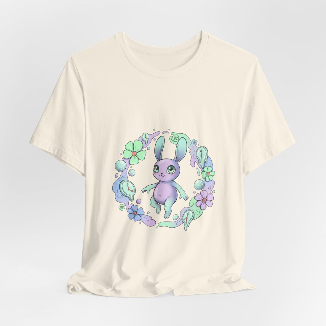 Pastel Bunny Wreath Tee | micro-surrealism, weirdcore graphic