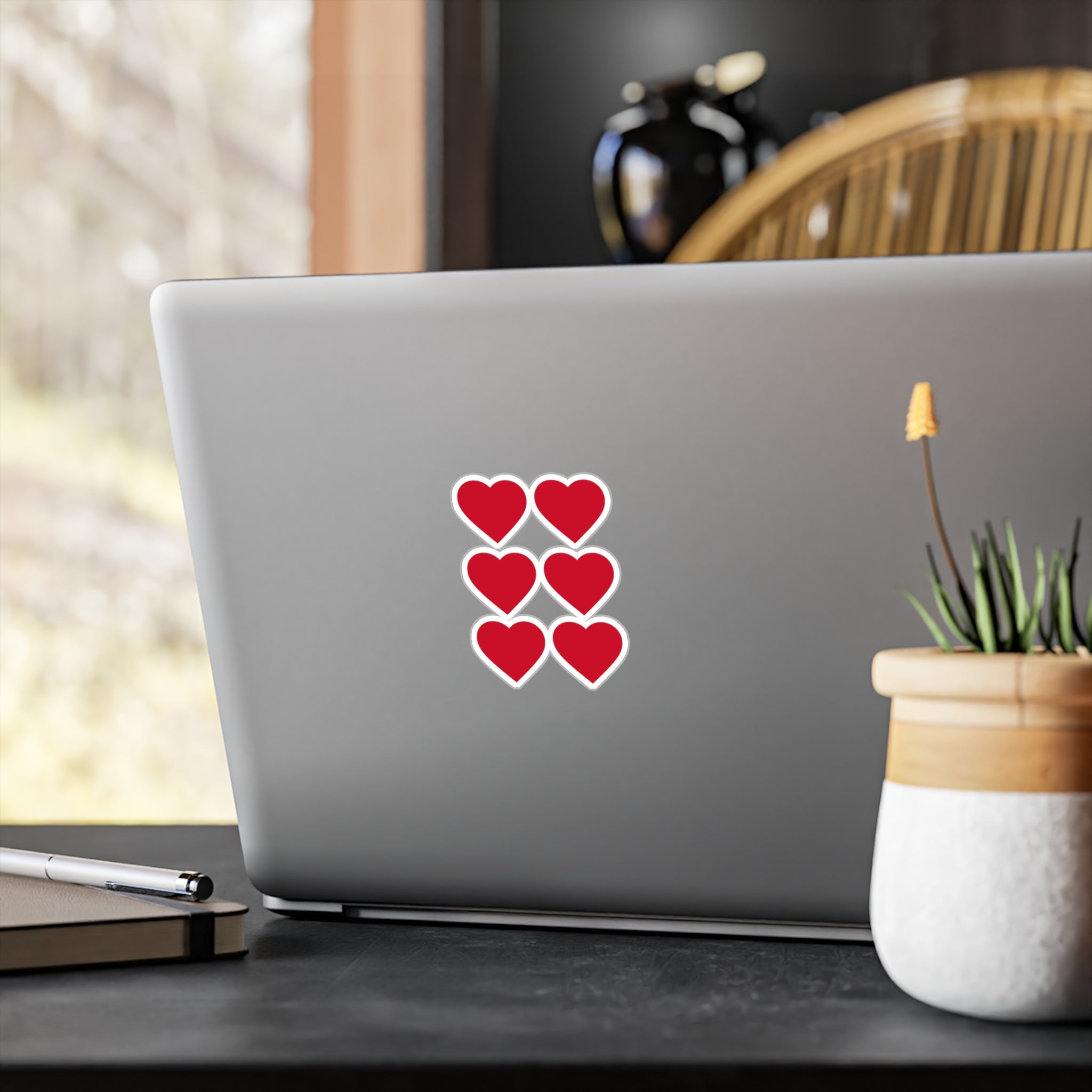 Red Heart Kiss-Cut Vinyl Sticker Sheet — Valentine Love Decals (6-Pack)