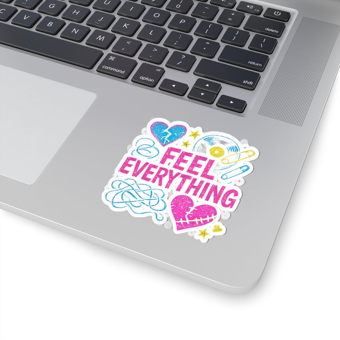 Feel Everything Kiss-Cut Sticker — Emotional Heart & Retro Icons Vinyl Decal