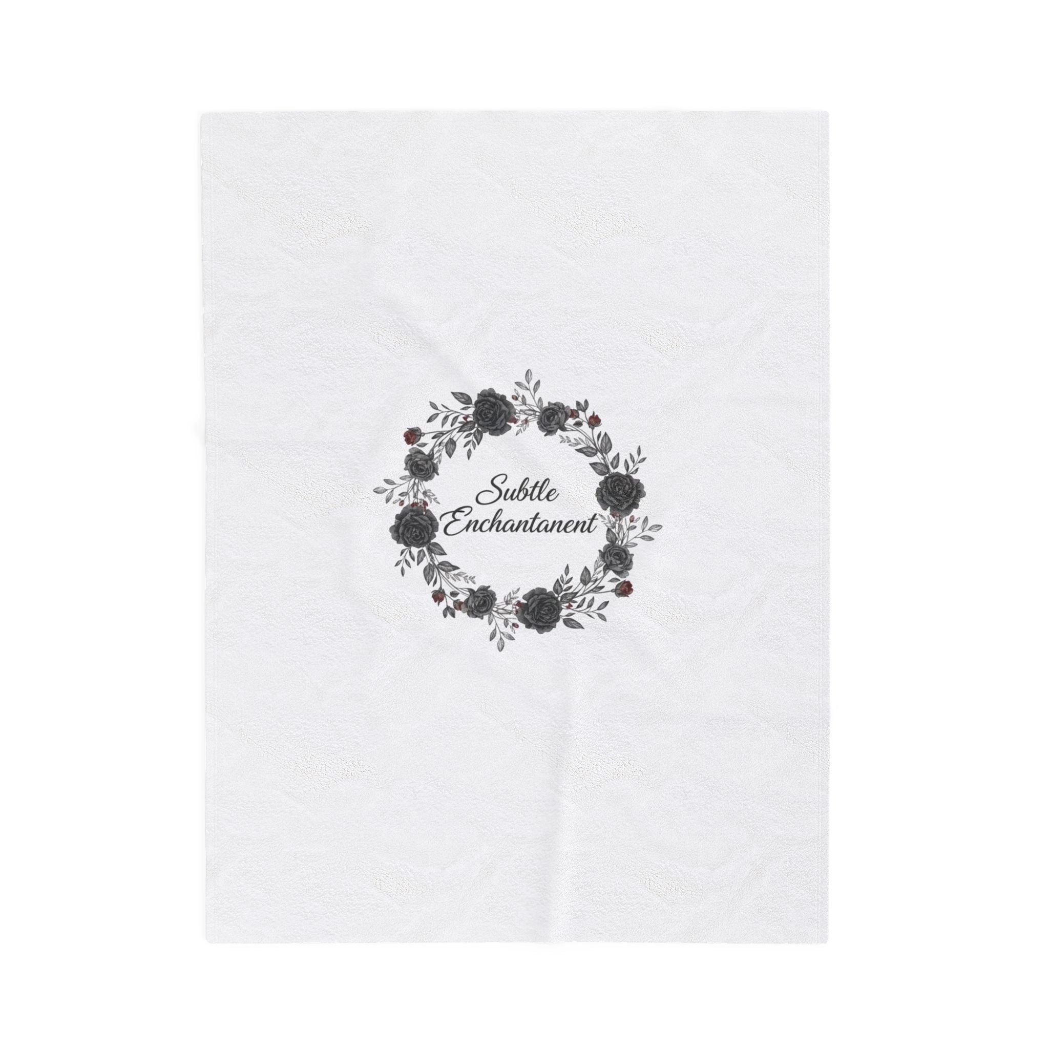 Moon Rose Wreath Velveteen Plush Blanket | Romantic Gothic Lite, soft goth aesthetic