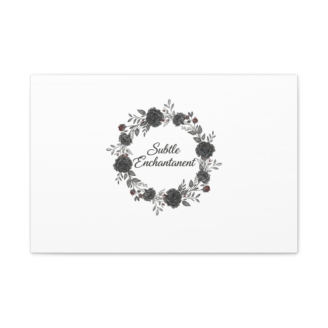 Moon Rose Wreath Canvas, Romantic Gothic Lite, Soft Goth Floral Wall Art