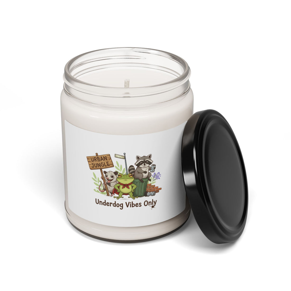 Underdog Vibes Only Candle | Raccoon Frog Possum, Trash Animal Humor Soy Candle