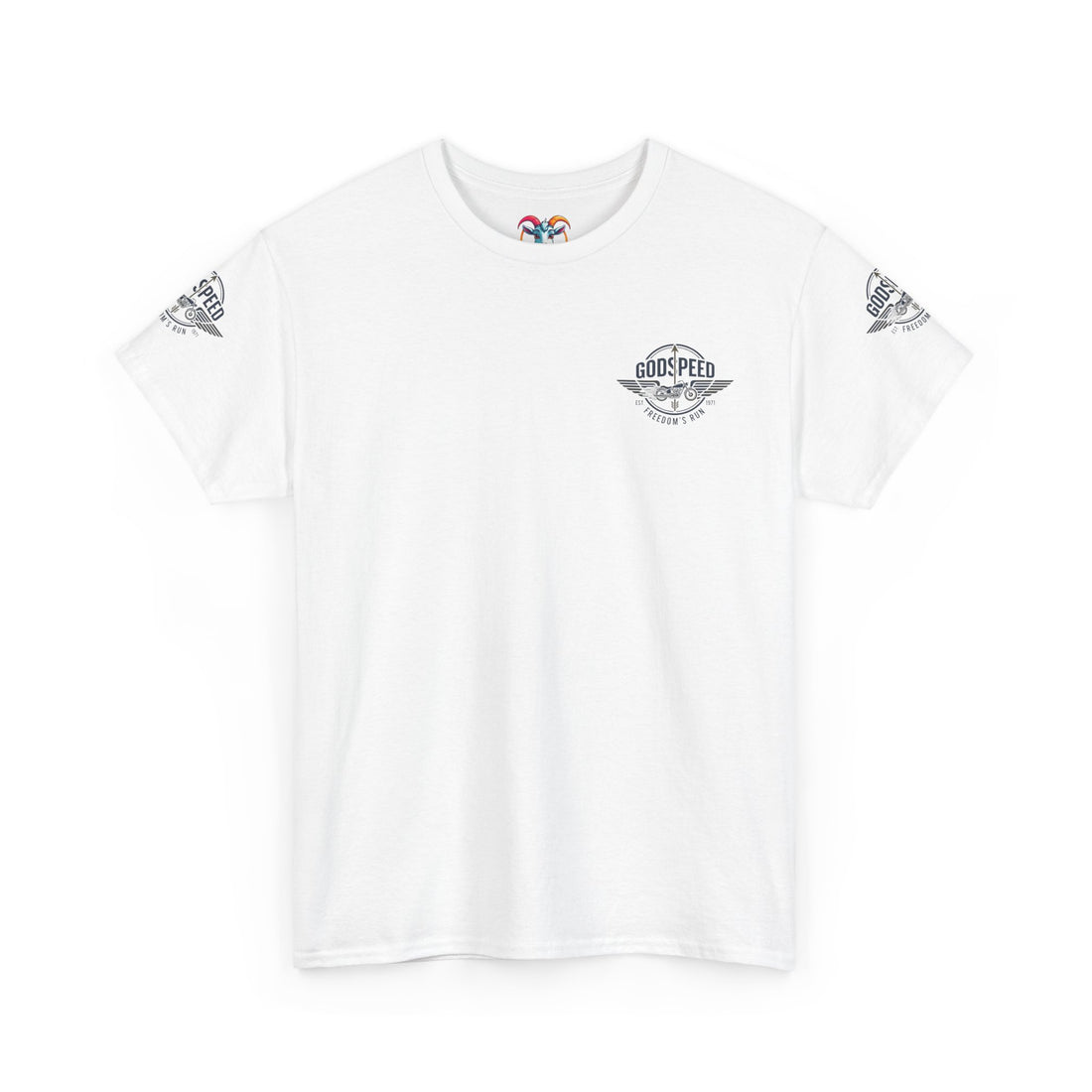 Godspeed Freedom Run Unisex Heavy Cotton Tee, Classic Graphic T-Shirt, Casual Wear, Gift for Runners, Vintage Style Apparel - Goat Corp