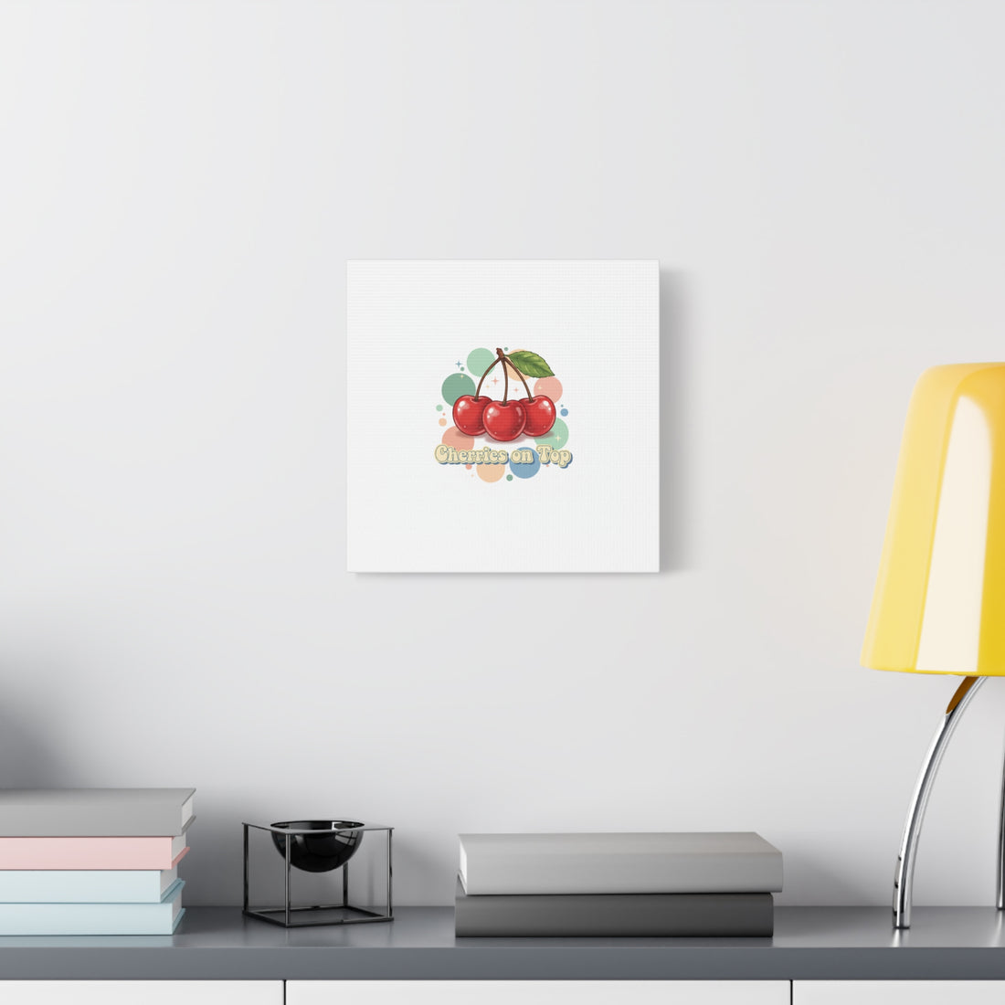 Cherries on Top Canvas | Retro Kawaii Fruit Wall Art