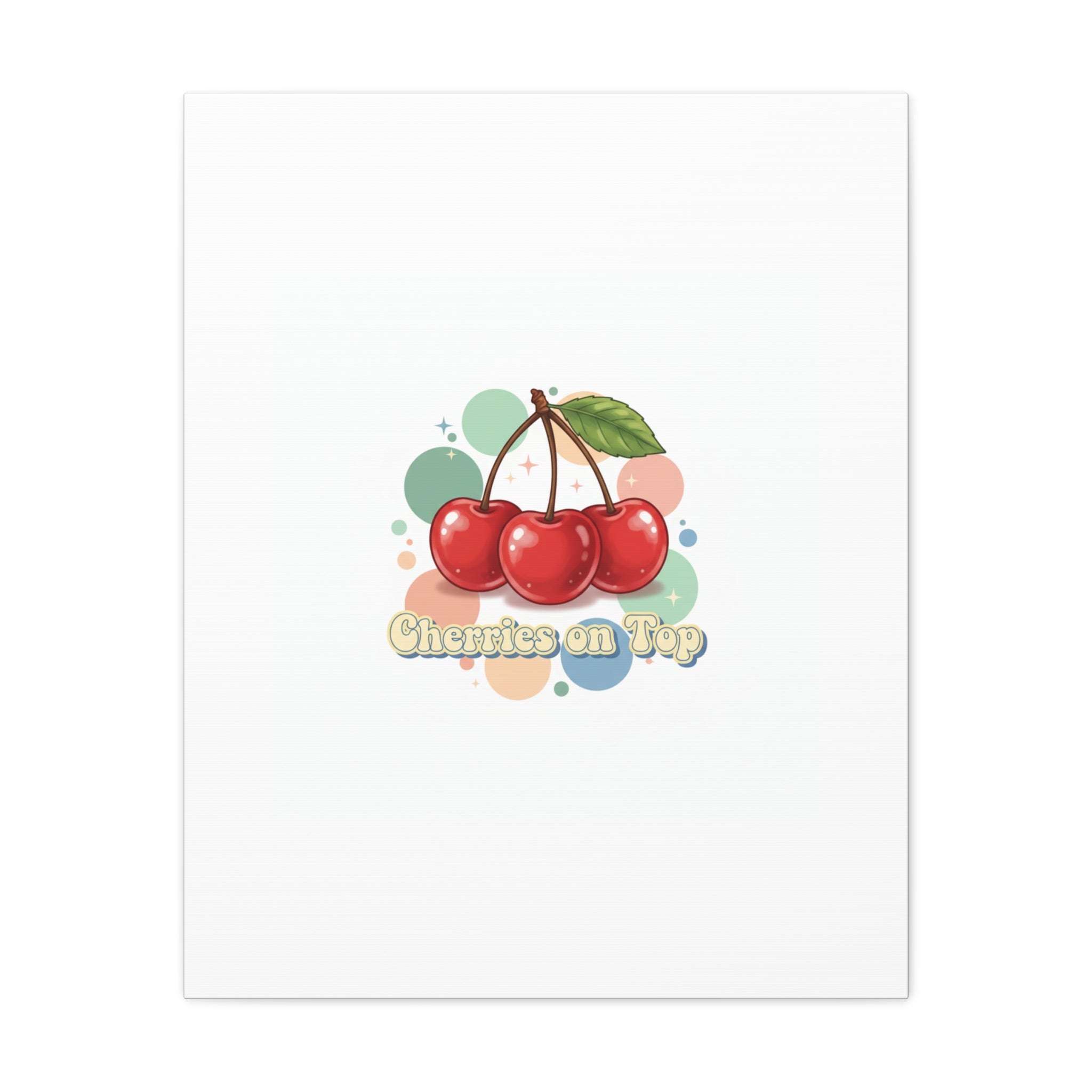 Cherries on Top Canvas | Retro Kawaii Fruit Wall Art