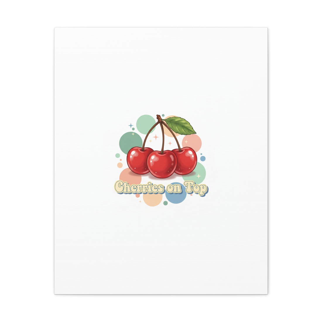 Cherries on Top Canvas | Retro Kawaii Fruit Wall Art