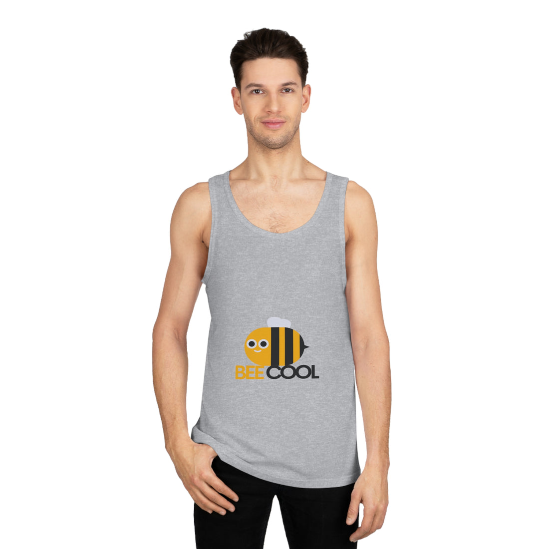 Bee Cool Unisex Softstyle™ Tank Top, Summer Wear, Gift for Bee Lovers, Cute Bee Tank, Funny Bee Message - Goat Corp