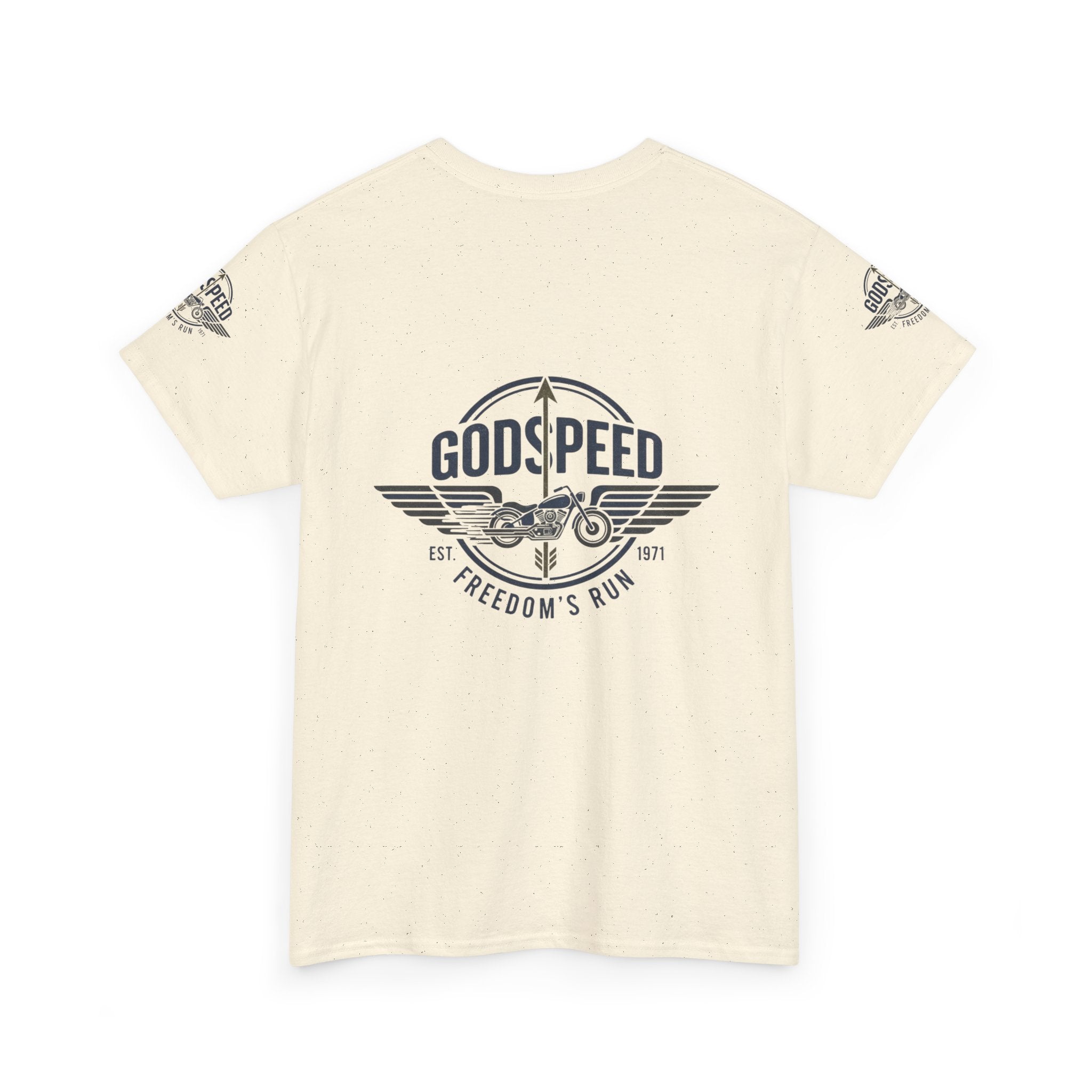 Godspeed Freedom Run Unisex Heavy Cotton Tee, Classic Graphic T-Shirt, Casual Wear, Gift for Runners, Vintage Style Apparel - Goat Corp