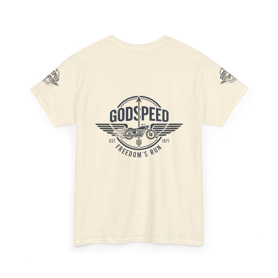 Godspeed Freedom Run Unisex Heavy Cotton Tee, Classic Graphic T-Shirt, Casual Wear, Gift for Runners, Vintage Style Apparel - Goat Corp