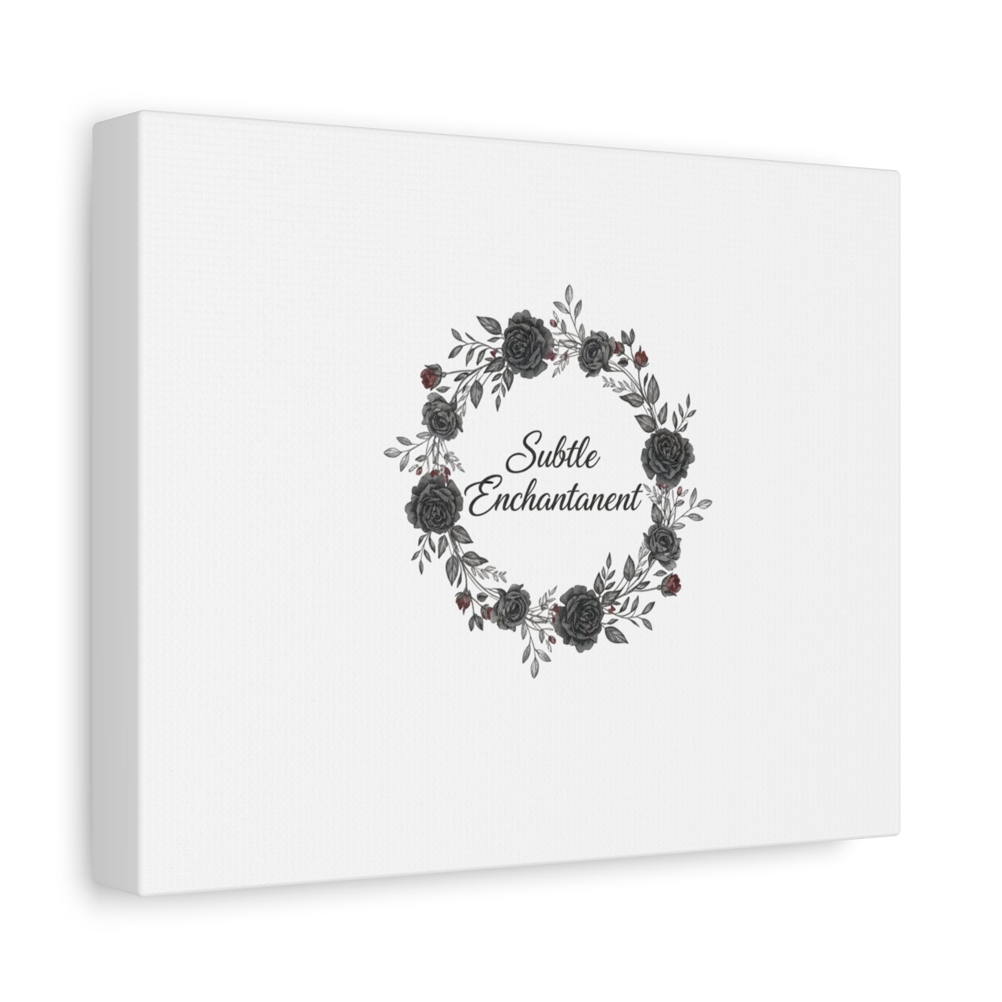 Moon Rose Wreath Canvas, Romantic Gothic Lite, Soft Goth Floral Wall Art