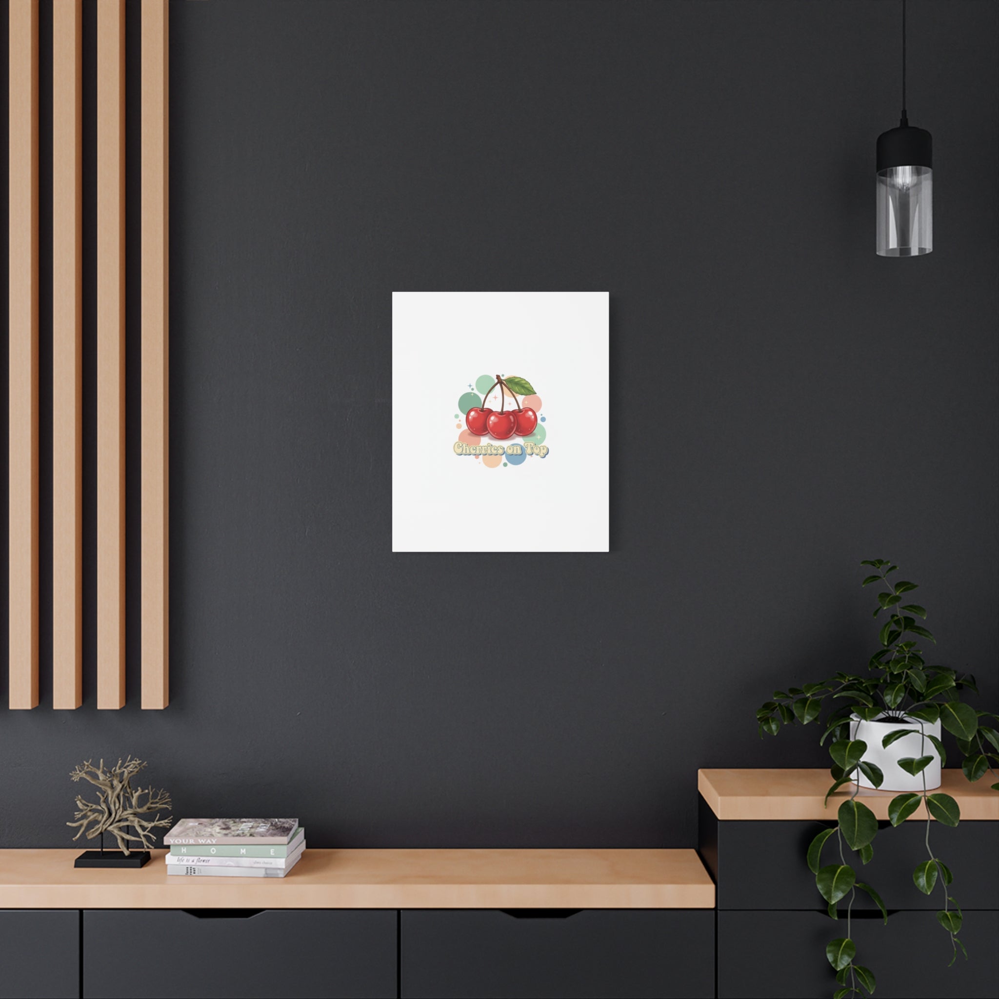 Cherries on Top Canvas | Retro Kawaii Fruit Wall Art