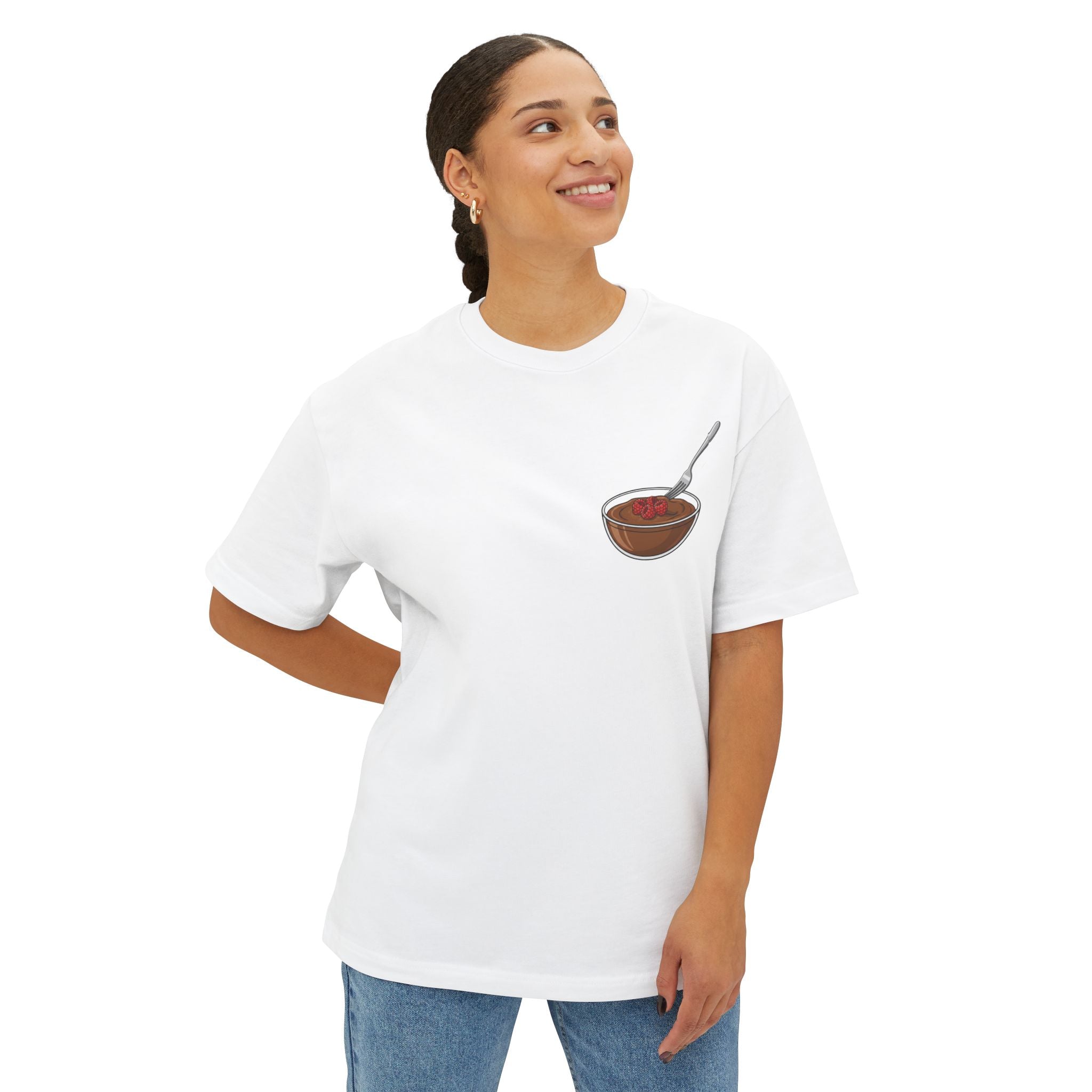 Oversized Boxy Tee - Germany Pudding with Fork Même Hype Gym Shirt
