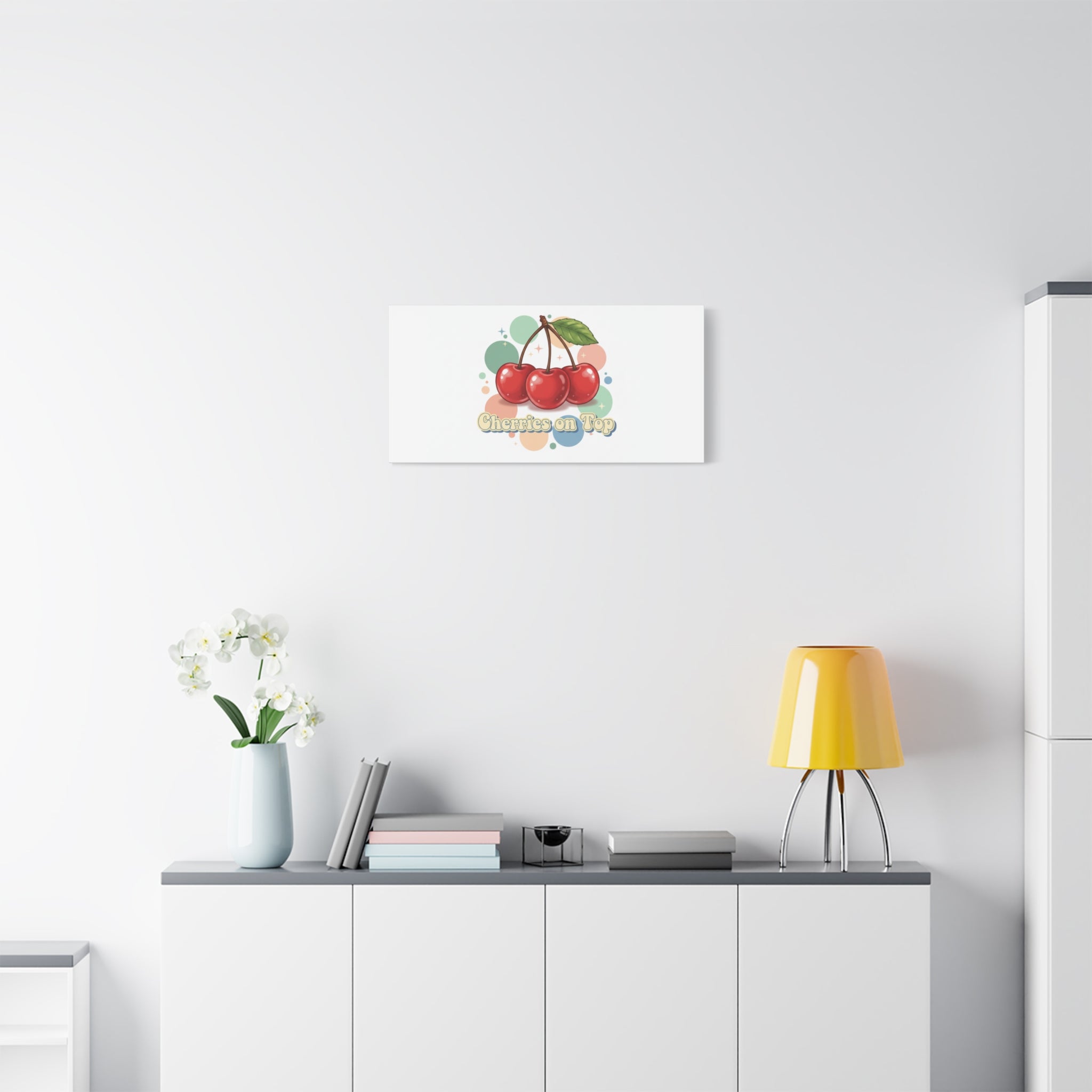 Cherries on Top Canvas | Retro Kawaii Fruit Wall Art