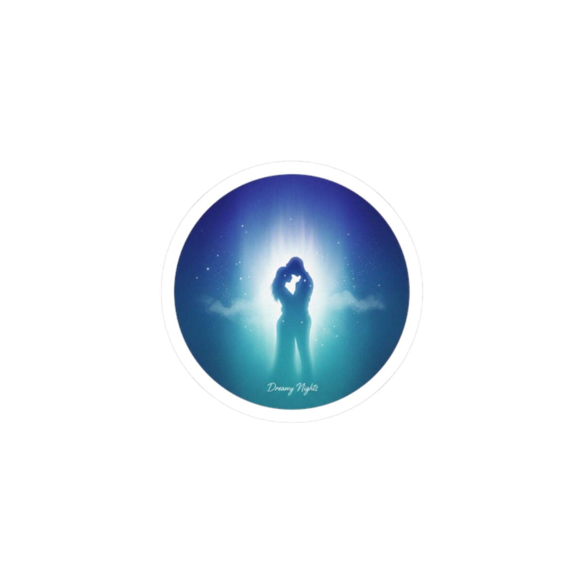 Dreamy Night Embrace Sticker | Afterlight Aesthetic, Luminous Nightscape