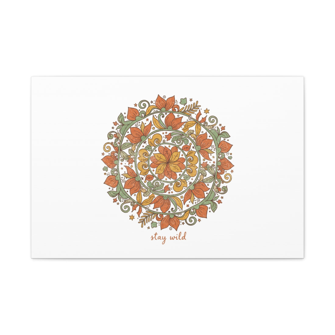 Stay Wild Mandala Canvas, Boho Paisley Wall Art | Artisanal Boho Print