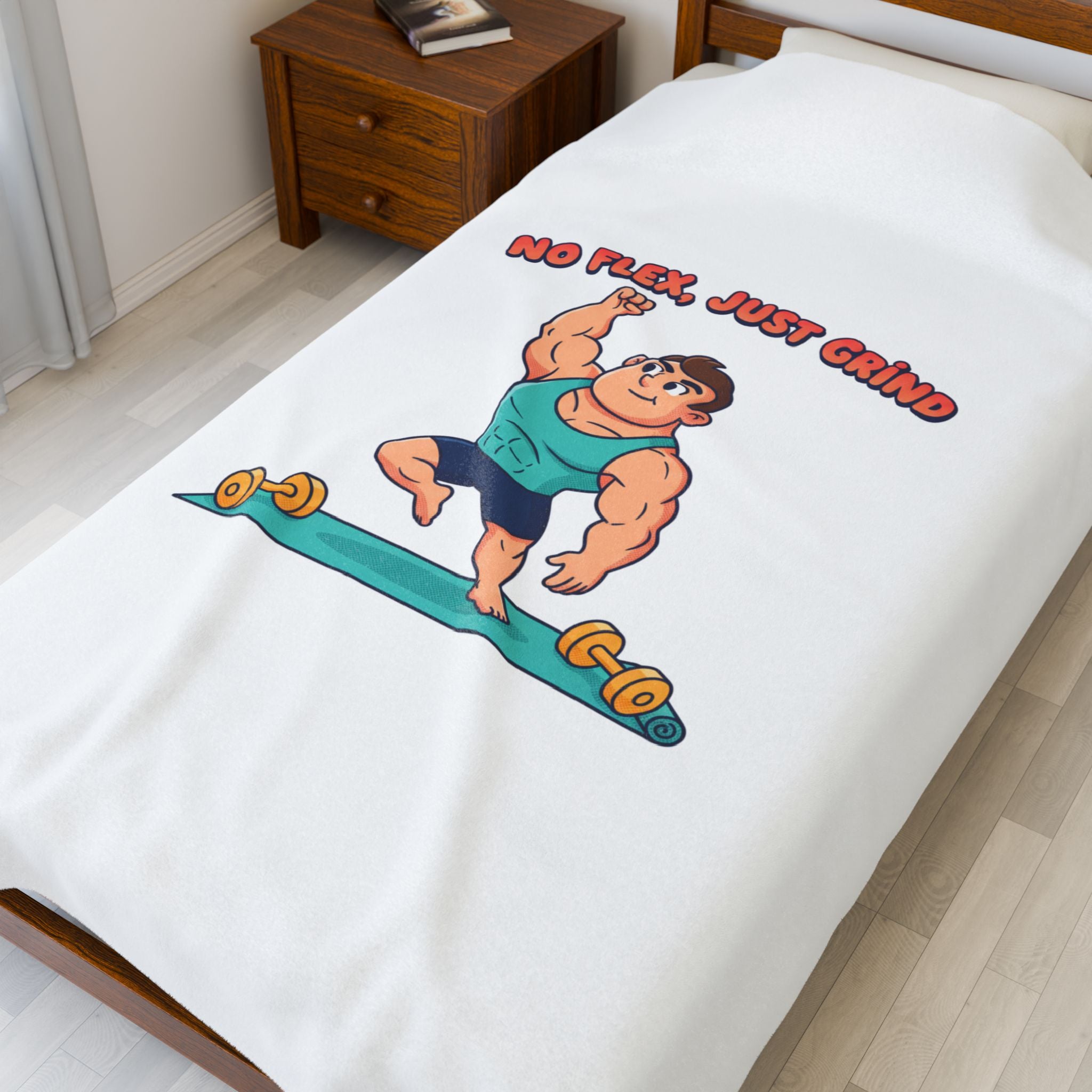 No Flex Just Grind blanket | Velveteen Plush Fitness throw, gymtimidation humor