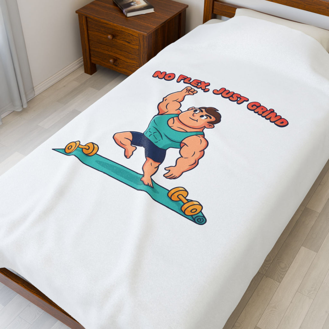 No Flex Just Grind blanket | Velveteen Plush Fitness throw, gymtimidation humor