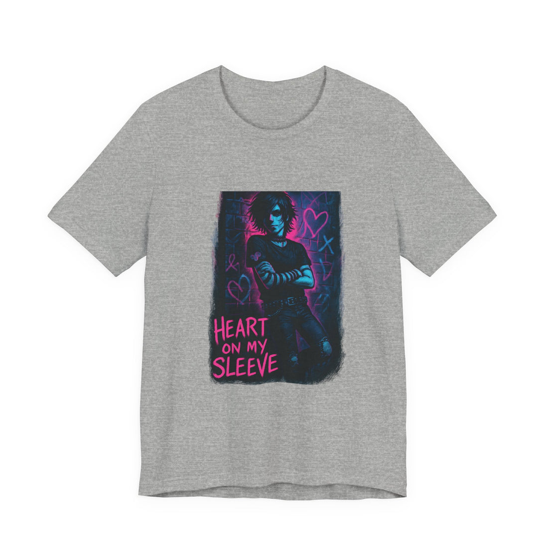 Heart On My Sleeve Graphic Tee — Neon Goth Portrait T‑Shirt