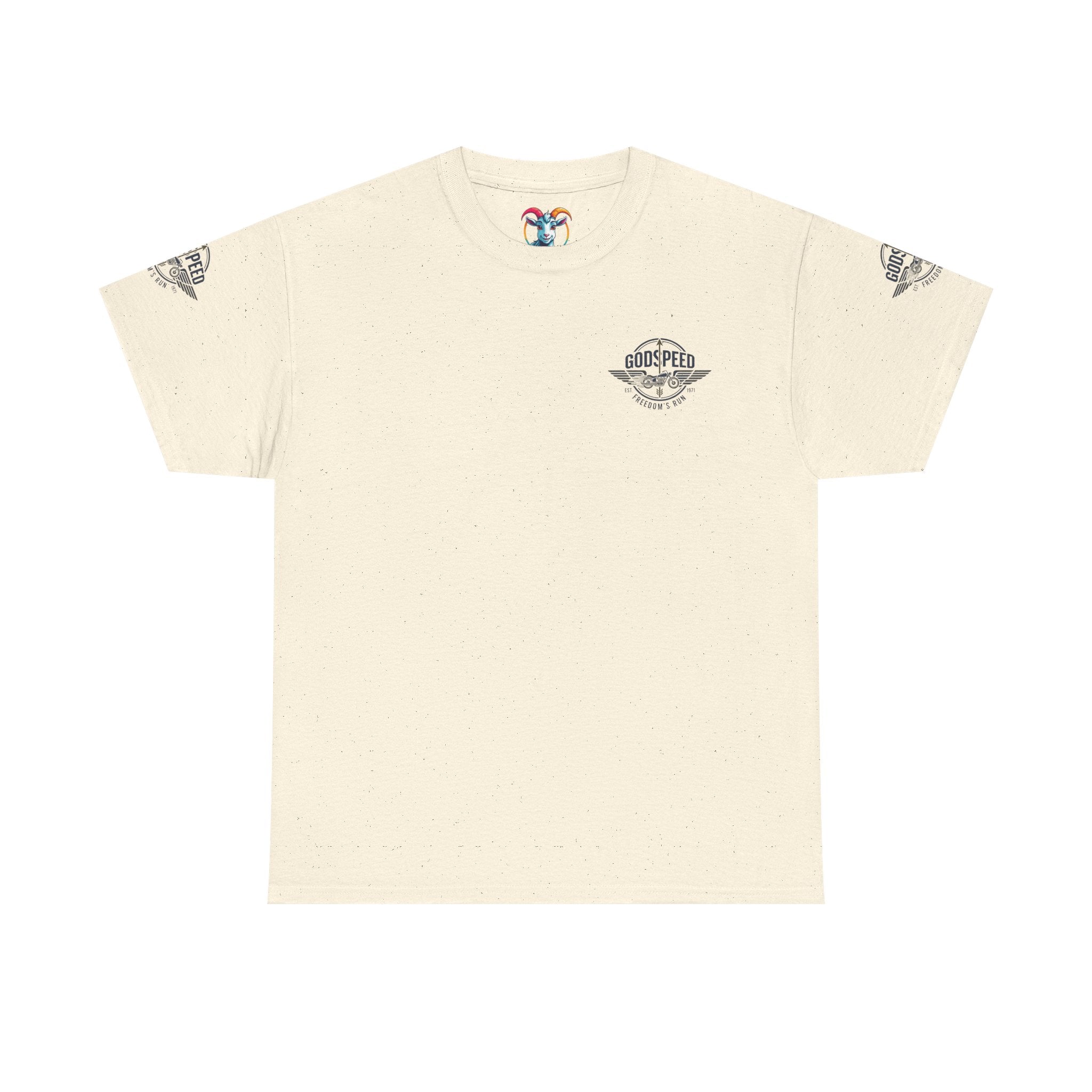 Godspeed Freedom Run Unisex Heavy Cotton Tee, Classic Graphic T-Shirt, Casual Wear, Gift for Runners, Vintage Style Apparel - Goat Corp