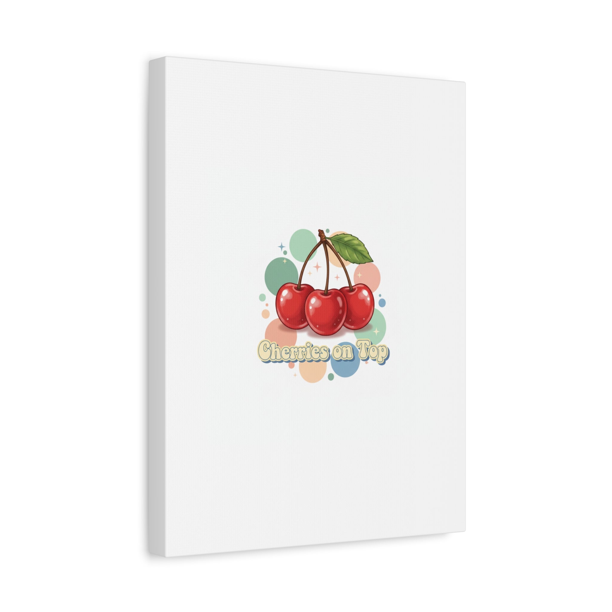 Cherries on Top Canvas | Retro Kawaii Fruit Wall Art